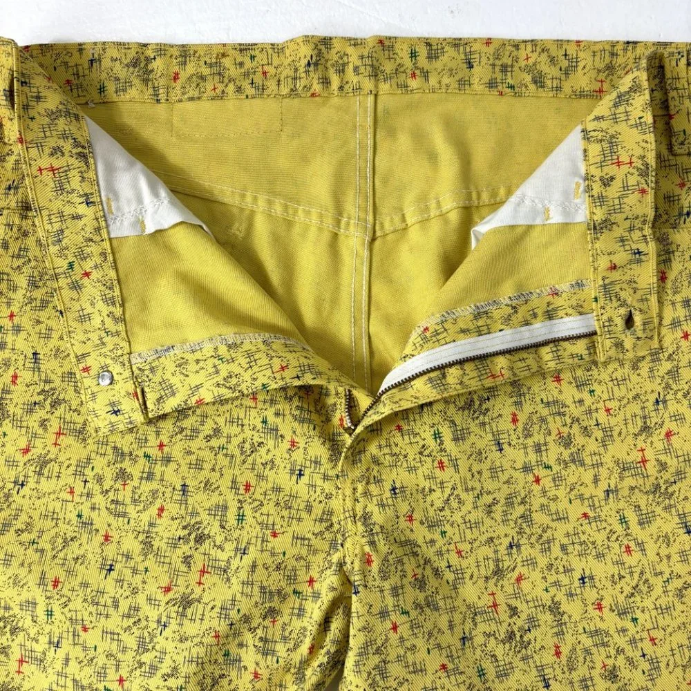 * Rare Vintage 505 Black Label Yellow mod print Jeans 38